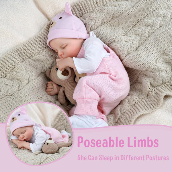 JIZHI Reborn dolls Age 3+ - 17-Inch Handmade Realistic Baby Dolls Soft Cloth Body with Toy Accessories, Reborn Baby Dolls Like a Lifelike Baby(Sleeping baby)
