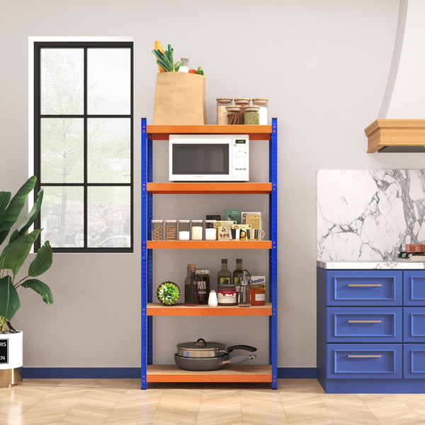 Yaheetech Garage Shelving Units - 5 Tier Heavy Duty Rack for Storage Metal Utility Shelves,180cm x 90cm x 40cm,175KG Per Shelf,Blue