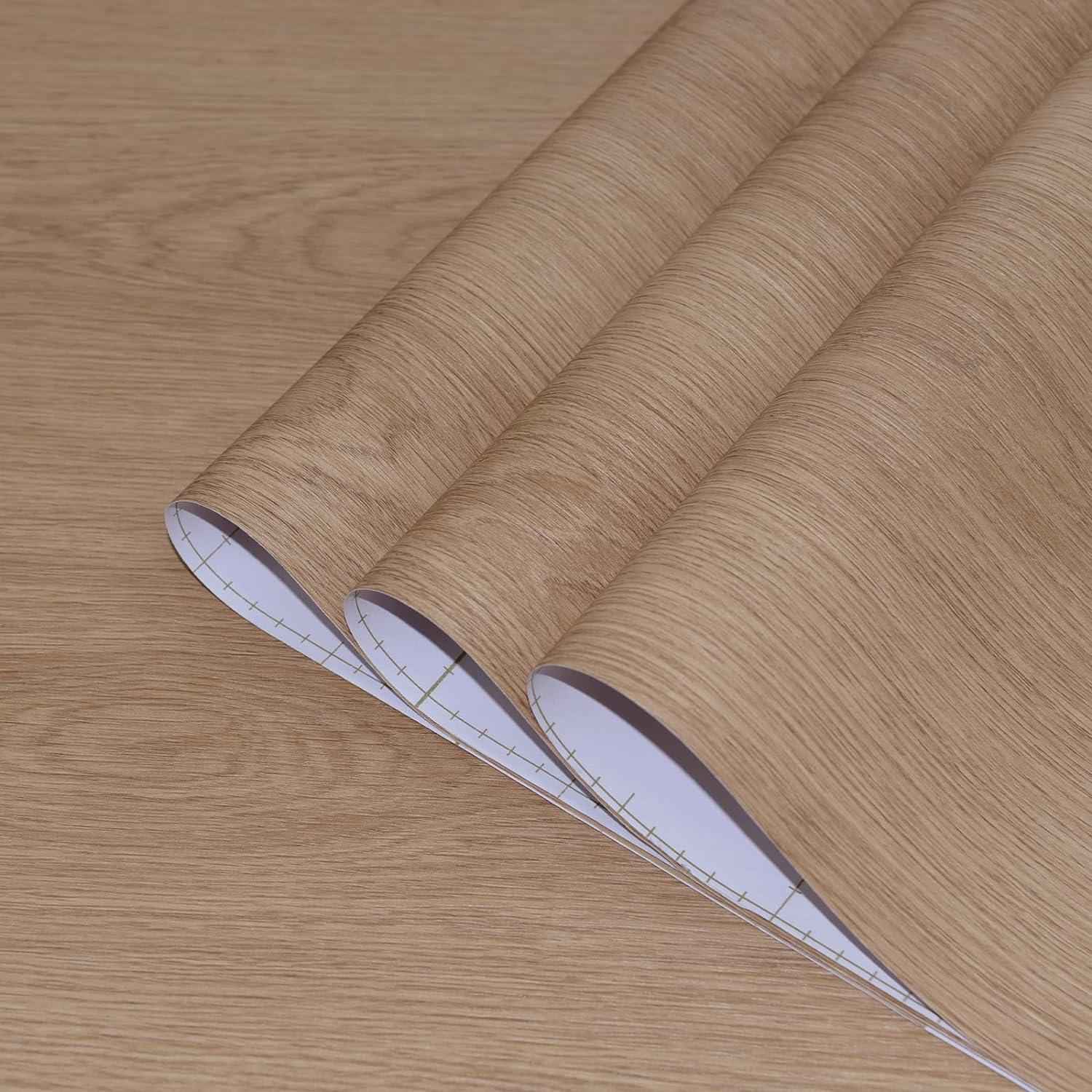 Wood Effect Wallpaper Self Adhesive Vinyl Matte Waterproof 31.5x157in TOTIO