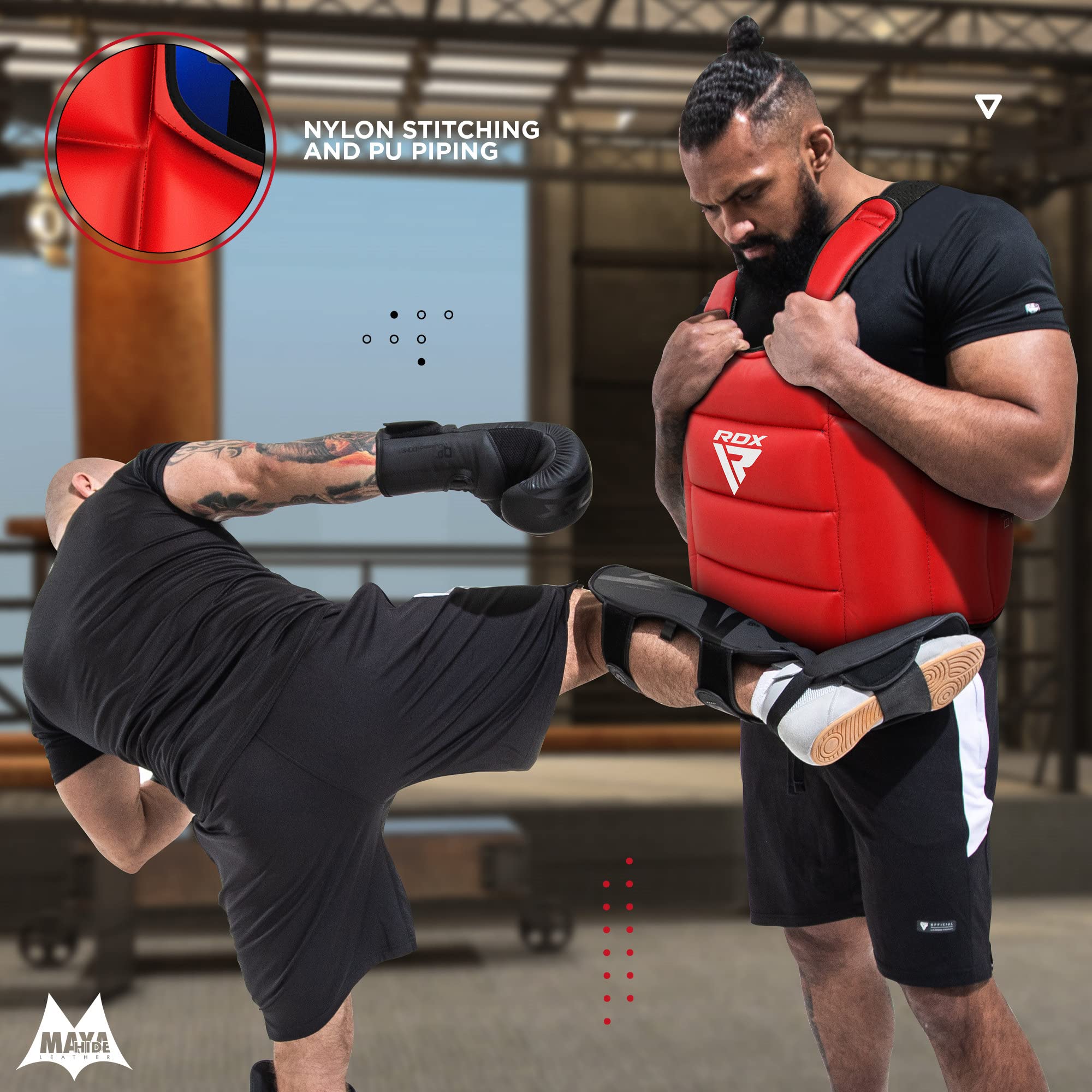 RDX Boxing Chest Guard Reversible, Kickboxing MMA Muay Thai Body Protector, Sparring Training Heavy Punching, Adjustable Strike Shield, Martial Arts