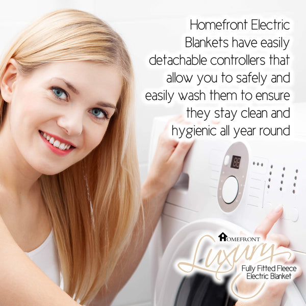 Homefront Electric Blanket Double Size Dual Control Premium Fleece Fully Fitted Heated Mattress Cover, Dual Control