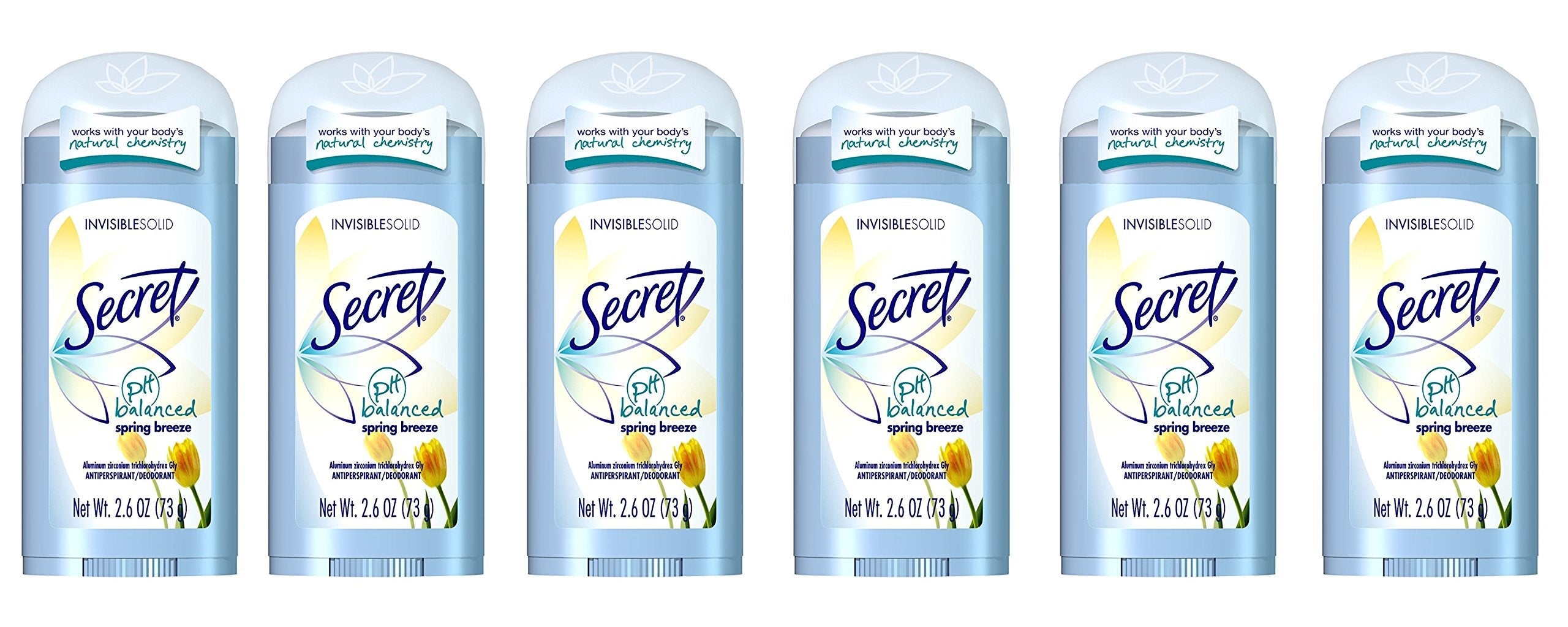 Secret Invisible Solid Antiperspirant & Deodorant - Spring Breeze 75 ml (Pack of 6)