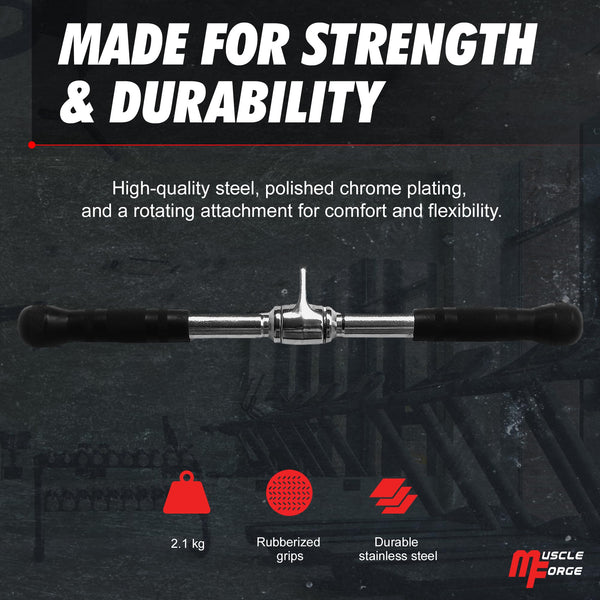 MuscleForge? 50 cm & 12 Inch Straight Bar Cable Attachment for Tricep Pull Down & Cable Machines