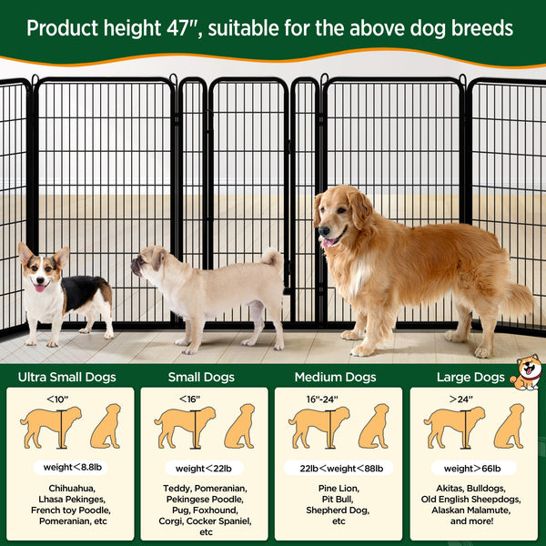 Yaheetech Lightweight Dog Playpen, 8 Panel 80cm Dog Fence Pet Exercise Pen Portable Puppy Play Pen Suitable for RV/Camping
