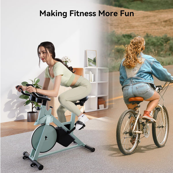 Lacuffy Exercise Bike Indoor Cycling Bike 136 kg Weight Capacity Magnetic Stationary Bike Fitness Spin Bike with LCD Display and APP for Home