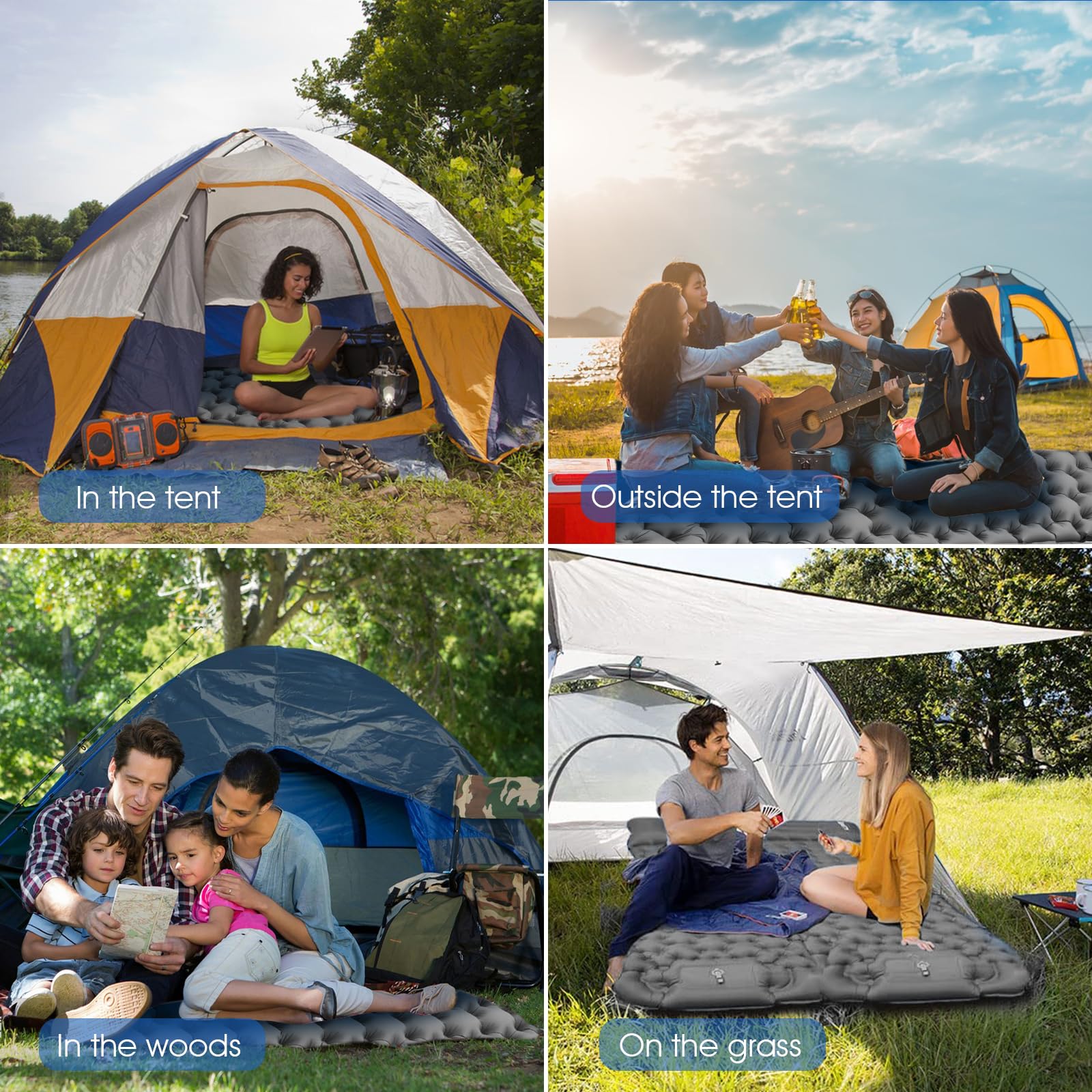 HiiPeak Camping Sleeping Pad, Ultralight Camping Mat with Pillow Built-in Foot Pump Inflatable Sleeping Pads Compact for Backpacking Hiking Traveling Tent (Gray)