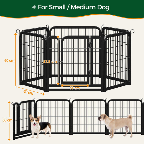 Yaheetech Lightweight Dog Playpen, 8 Panel 80cm Dog Fence Pet Exercise Pen Portable Puppy Play Pen Suitable for RV/Camping