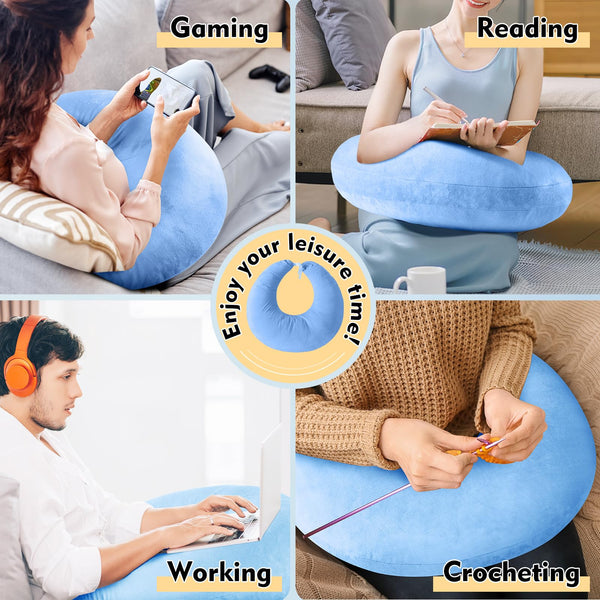 Reading Gaming Pillow for Bed Adult Kids: Lap Desk Pillow for Sitting in Bed/Sofa/Floor - Compact Arm Support Pillow for