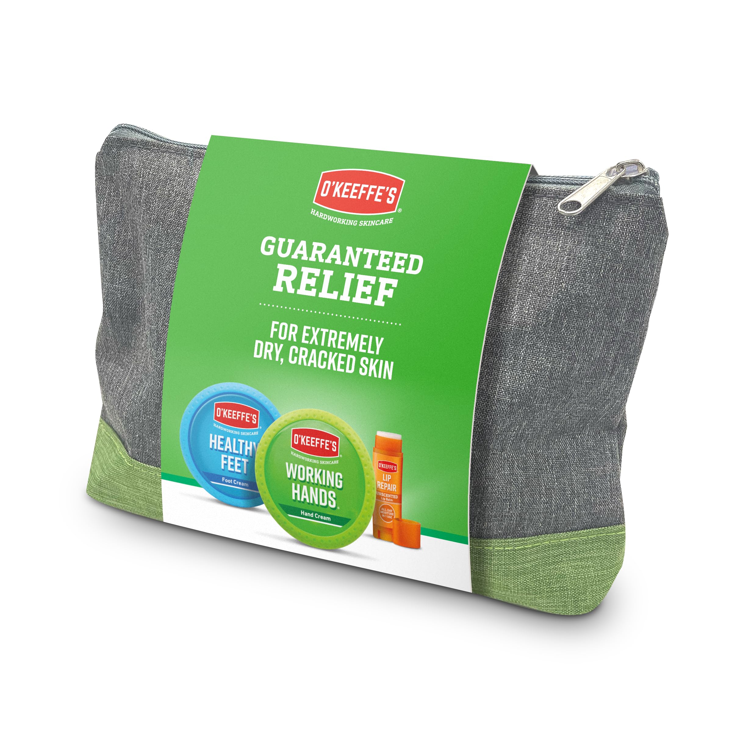 O'Keeffe's Skincare Gift Set - Includes Healthy Feet Jar 91g, Working Hands Jar 96g and Lip Repair Unscented Lip Balm 4.2g