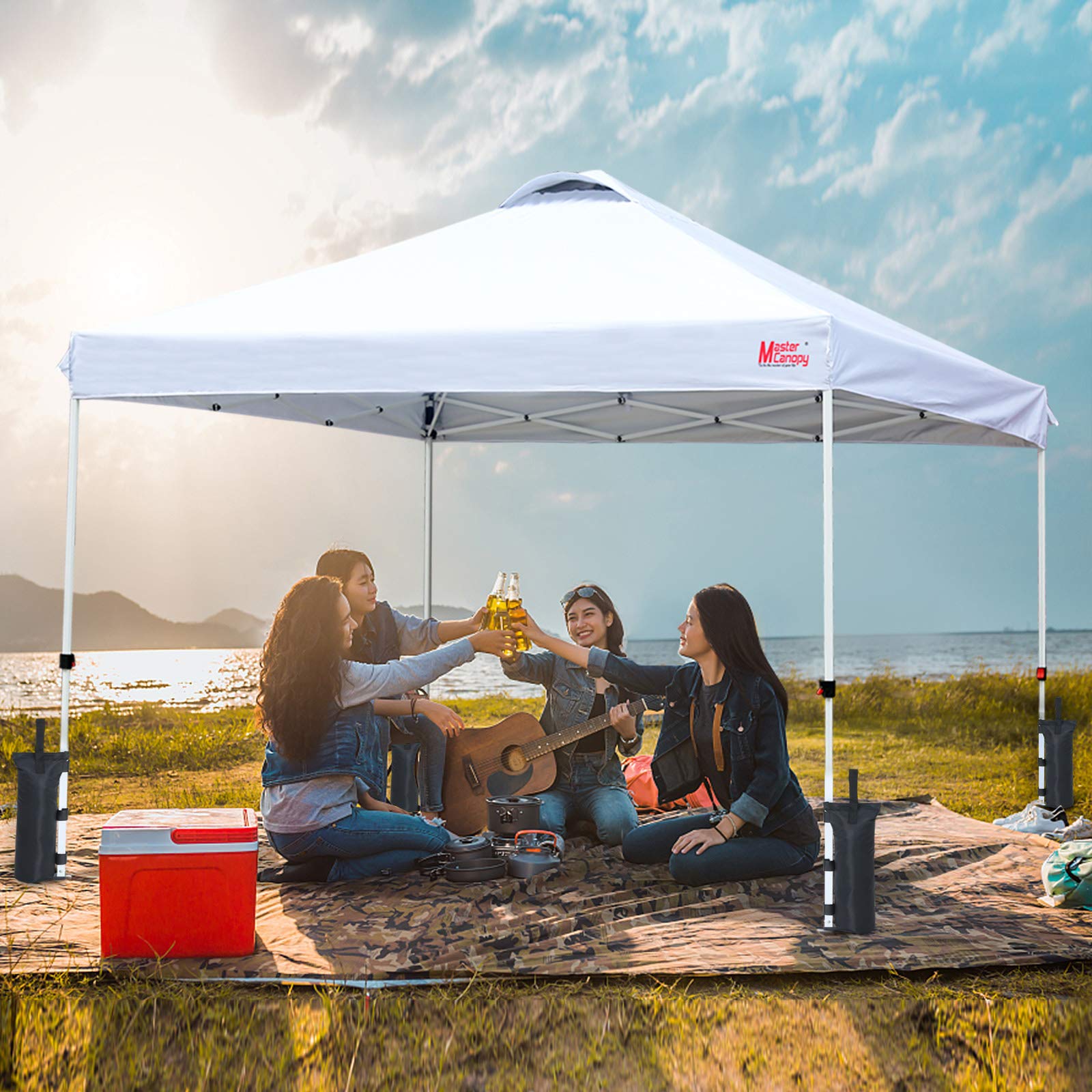 MASTERCANOPY Set of 4 Gazebo Sand Weights SandBags with Pothook for Pop Up Portable Folding Canopy, (Small, Black, Up to 31KG IN TOTAL)