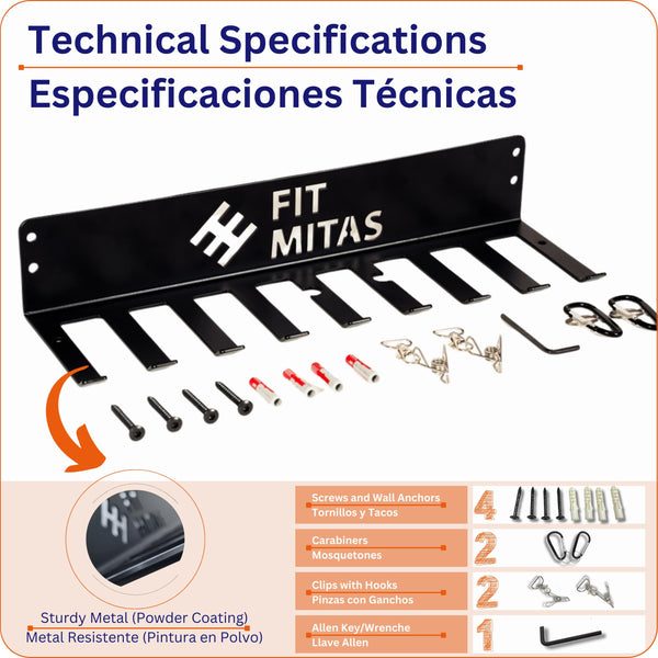 Weight Storage Racks | Gym Organiser | Vertical Wall Mounted Olympic Barbell Holder | Weight Bar Storage | Yoga Mat Holder | Sports Equipment Storage