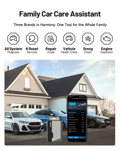 TOPDON CarPal-A OBD2 Code Reader Bluetooth, All System OBD2 Scanner for iOS & Android, Vehicle Health Check, 6 Maintenance Services, Smog Check, Repair Guide, 1 Year Free Update