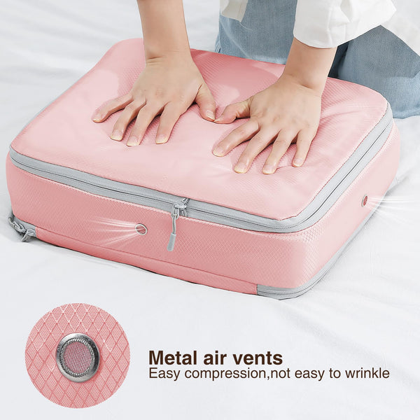 DIMJ 6 Pack Compression Storage Bags - Foldable Duvet/Blanket/Towel Organisers Boxes, Large Compression Packing Cubes with Clear Window for Moving,