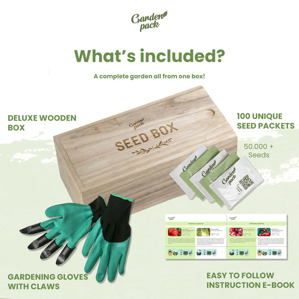 Garden Pack Premium Gardening Kit ? 100 Varieties & 45,000 Seeds, Plant Seeds for Garden UK, Herb Seeds & Flower Seeds ? Complete Gardening Set with