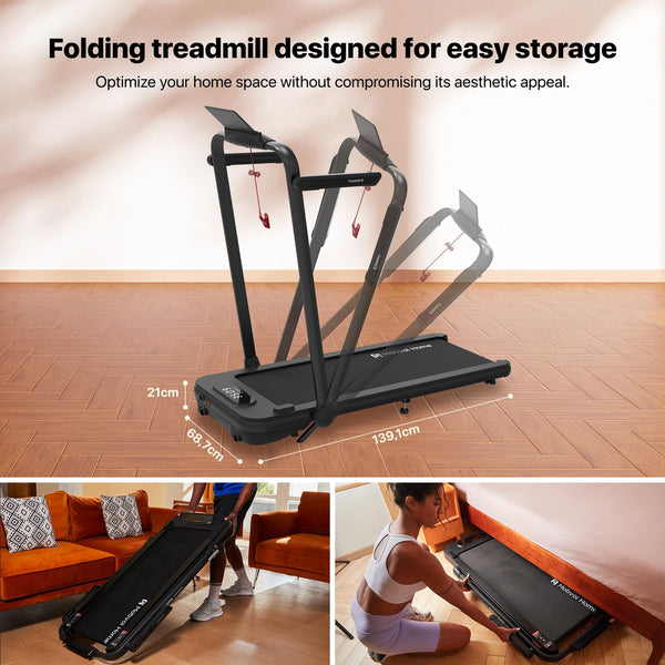 Mobvoi Home Treadmill SE 3 in 1 Foldable Treadmill for Home Walking Pad 2.5 HP Compact Portable folding Under Desk Running Machine with Remote Control LED Display for Home Office 12 km/h