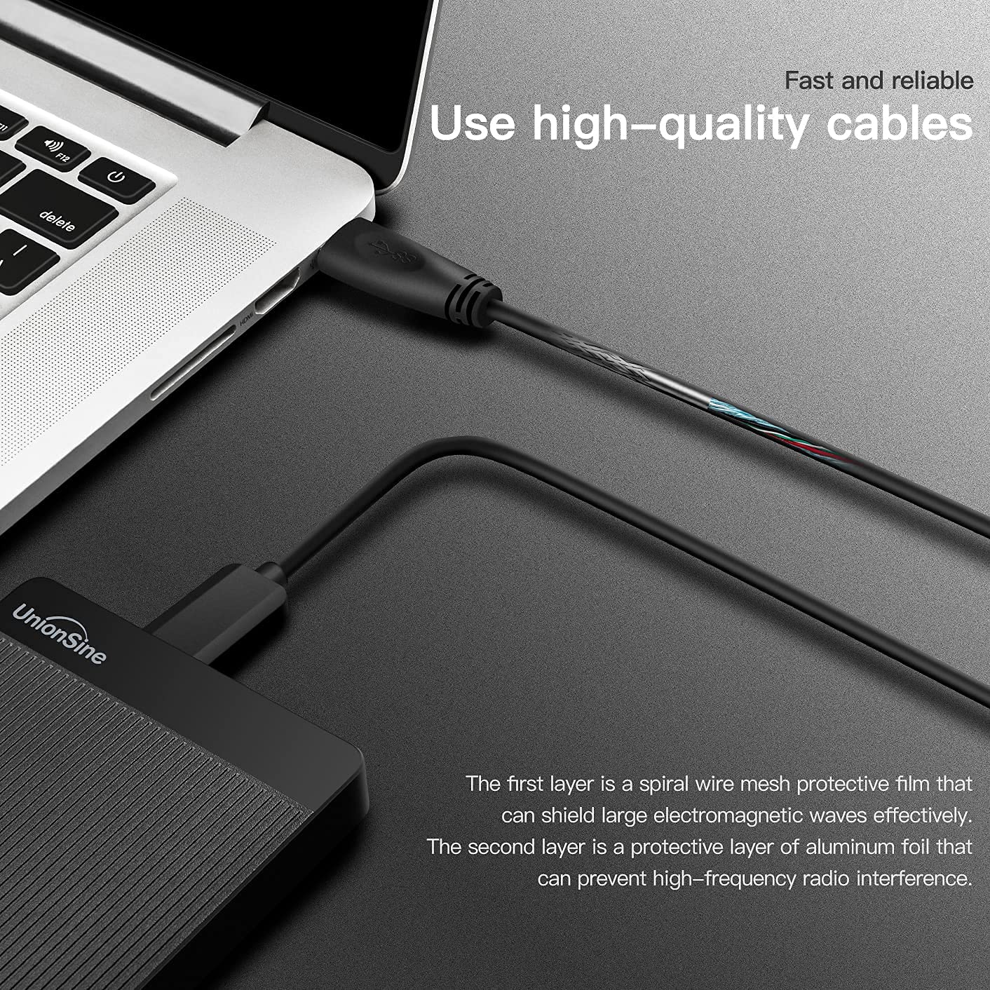 UnionSine HD2510 500GB USB 3.0 Ultra Slim Portable External Hard Drive HDD Compatible with PC, Mac, Laptop, Xbox, Xbox One, PS4 (Black)
