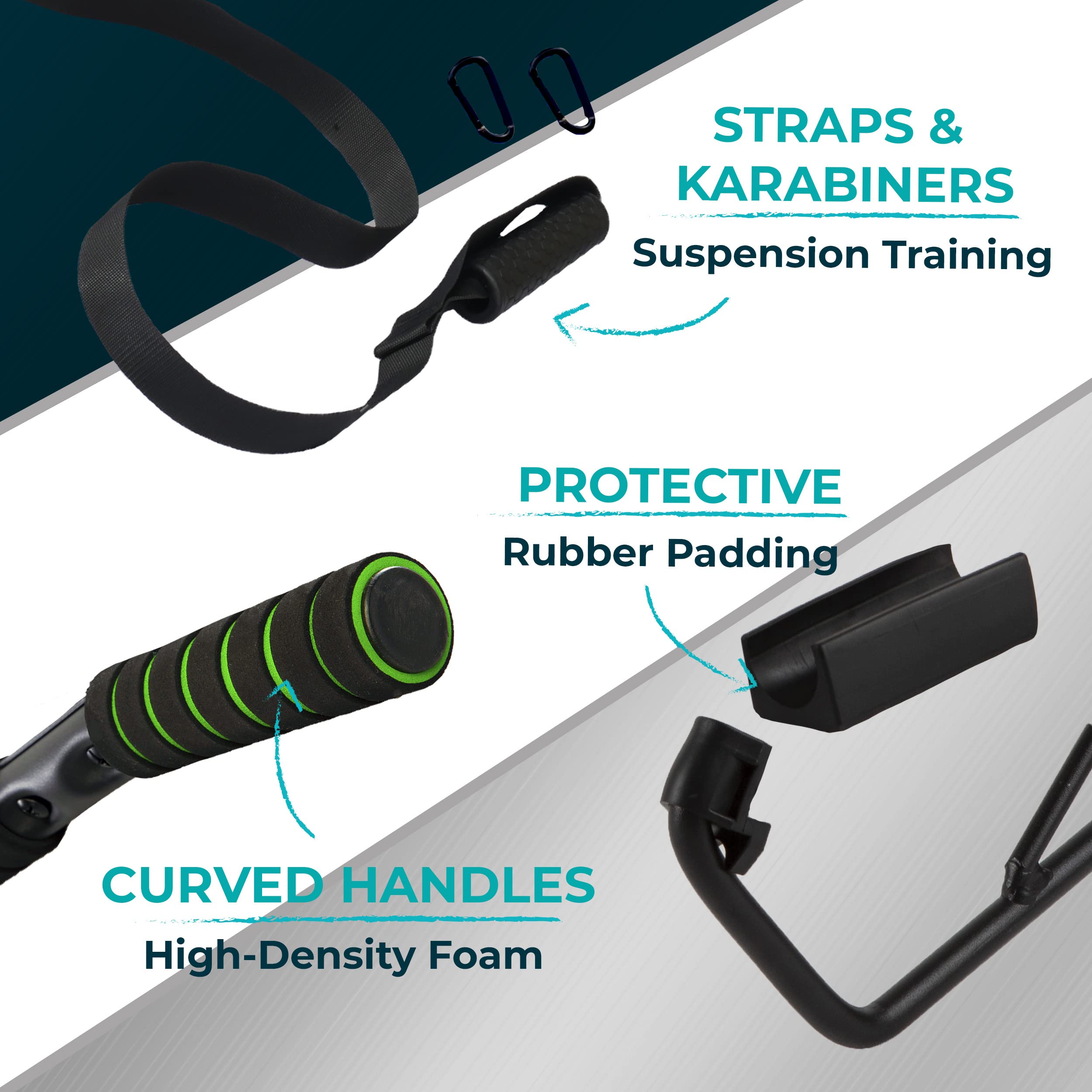 RPM Power Door Pull Up Bars - Heavy Duty Door Pull Up/Chin Up/Dip Station for Door Frames & Floor Exercises (EVO Pull Up Bar & Dip Station)