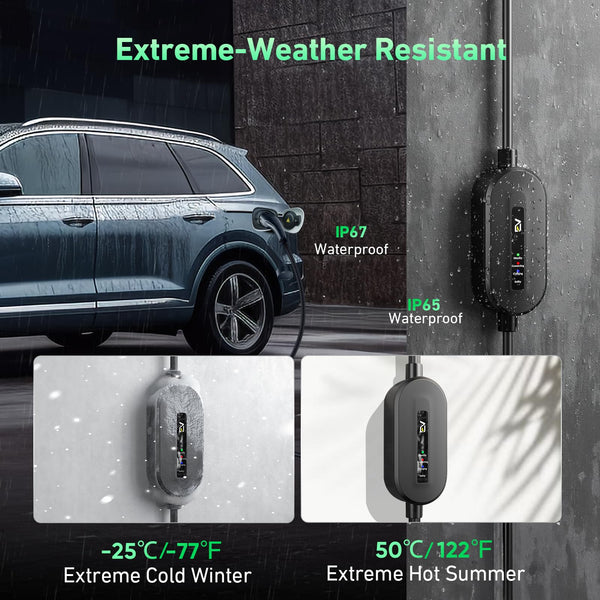 EVJUICION EV Charger Cable Type 2 to 3 Pin Plug 6M, Max. 2.3kW Portable Electric Car Charger, 10A Type 2 Charging Cable 3 Pin IP67/IP65, with LED Indicators&Carry Bag, for EVs and PHEVs (Black)