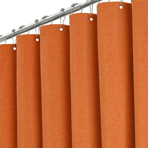 BTTN Orange Linen Shower Curtain, Modern Mildew Resistant Textured Fabric, Luxury Waterproof Polyester for Wet Bathroom, Durable and Washable, Thick