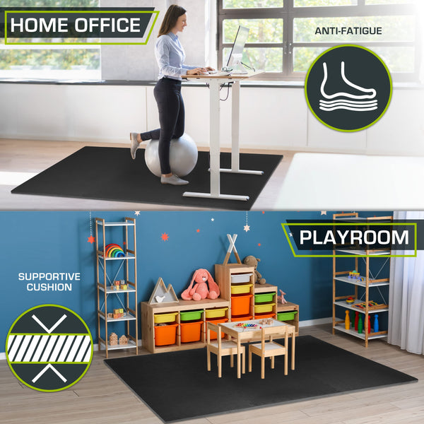 ProsourceFit Extra Thick Puzzle Exercise Mat, EVA Foam Interlocking Tiles for Protective, Cushioned Workout Flooring for Home and Gym Equipment, Black