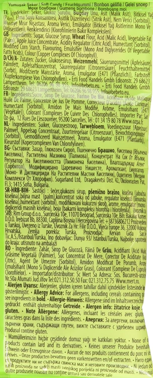 Bebeto Sour Apple Spaghetti Sweets - Delicious Vegan Sweets Made with Real Fruit Juice & Halal Certified