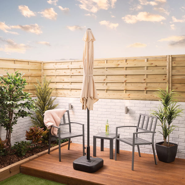 Alfresia 2.7 Metre Parasol - Round with Push Button Tilt, Outdoor Table Parasol Umbrella with Crank Handle, Garden Patio Sun Shade, Grey, Easy Assemble