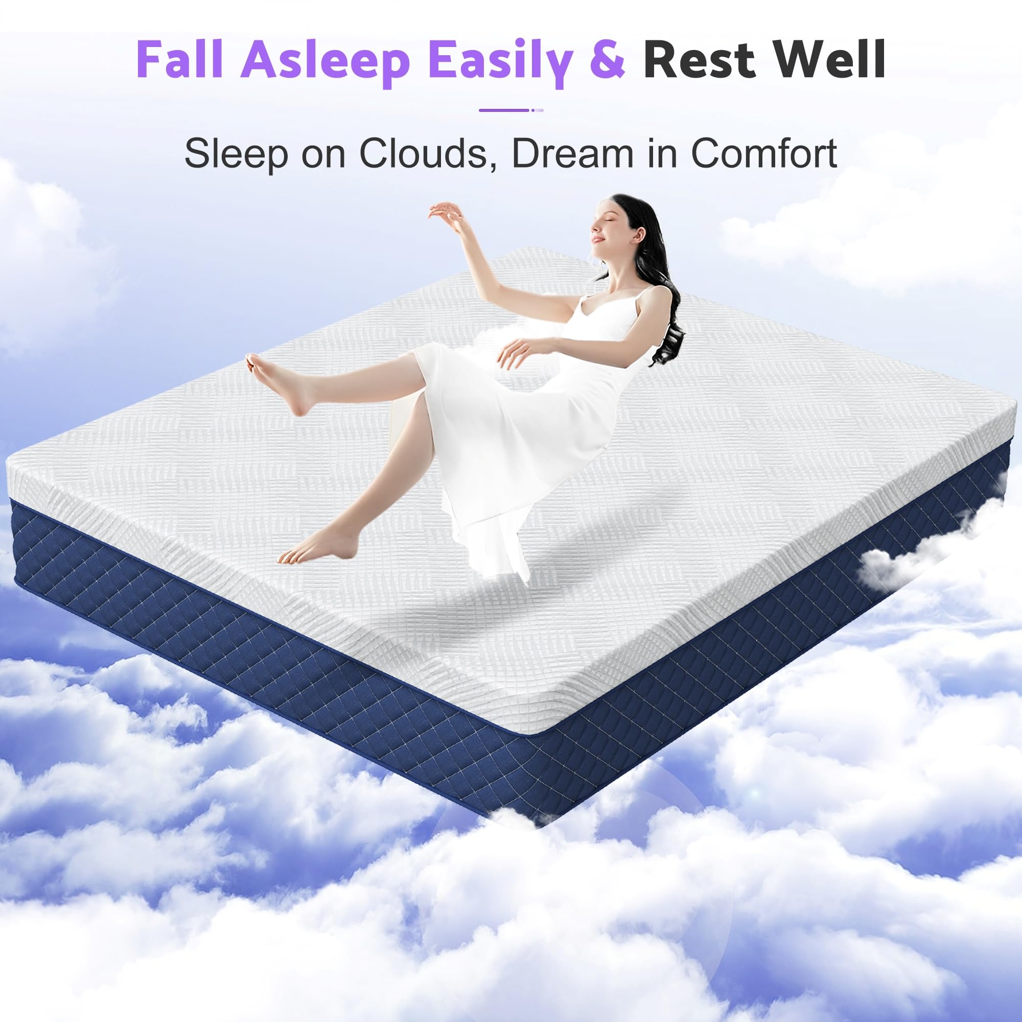 Bednew Double Mattresses 34cm, 13.4 Inch Innerspring Hybrid Mattress Double 4FT6 with Breathable Foam and Pocket Spring For Cool Comfort Sleep, Medium Firm Mattress(135x190x34cm)