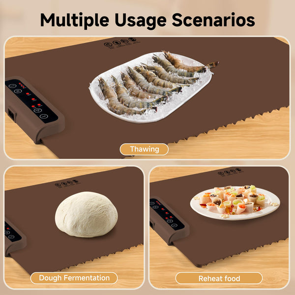 Food Warming Mat-Foldable Electric Warming Mat for Food Sillicon Food Warmer with Adjustable Temperature Control Time Moders Locking Function Warming