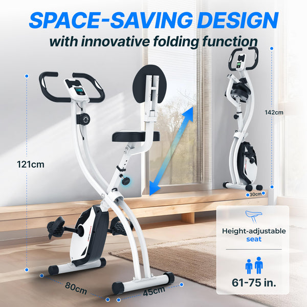 Ultrasport F-Bike Folding Exercise Bike 286 lbs Capacity, Extra Silent with Relax Foam Seat I Exercise Bikes for Home Use, Exercise Bike Foldable, Indoor Bike, Stationary Bike