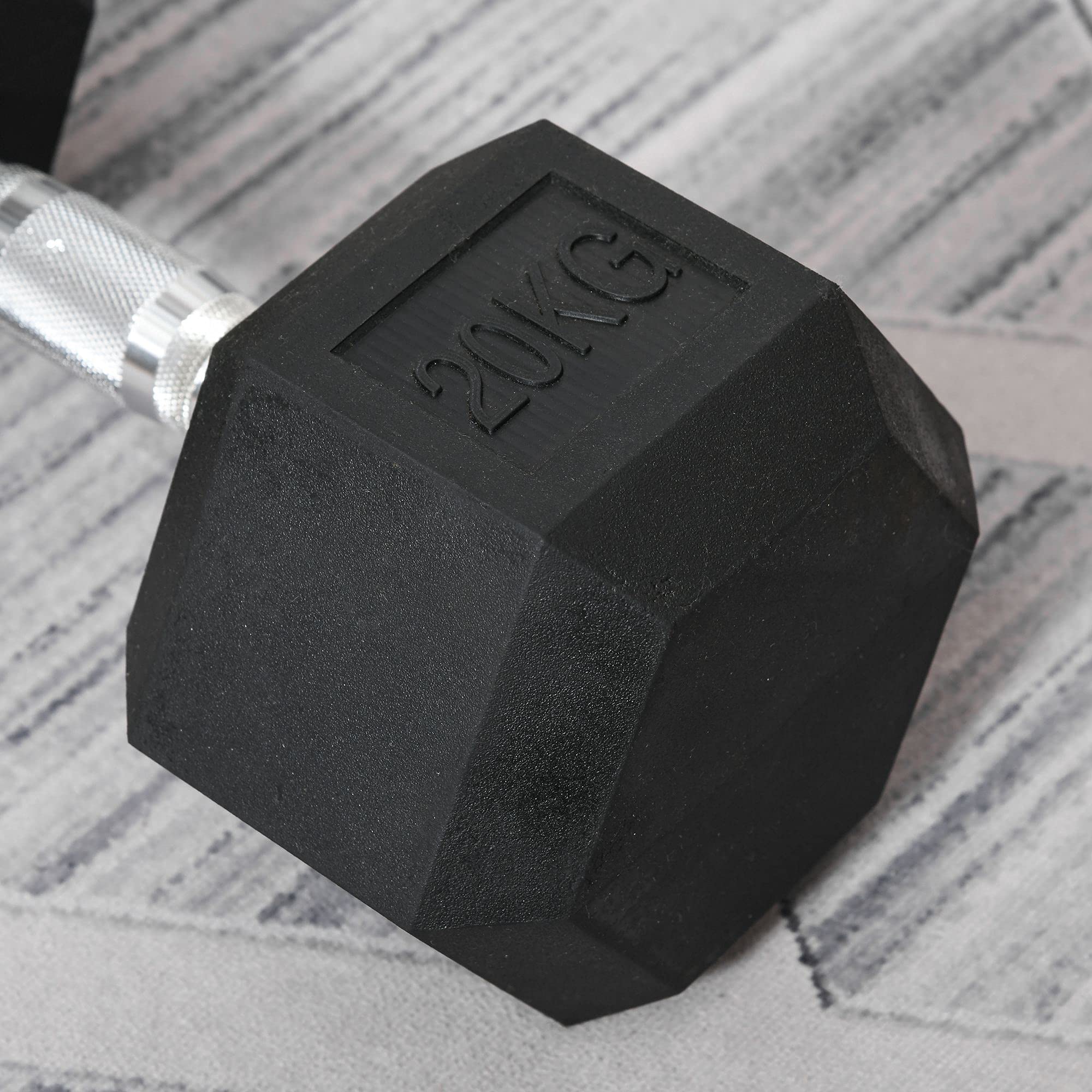 HOMCOM 12.5KG/15KG/17.5KG/20KG Single Rubber Hex Dumbbell Portable Hand Weights Dumbbell for Home Gym Workout Fitness