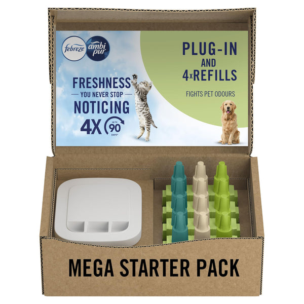 Febreze 3Volution Air Freshener Plug-In Starter Kit + 4 Refills (20ml x 4) – Cotton Fresh