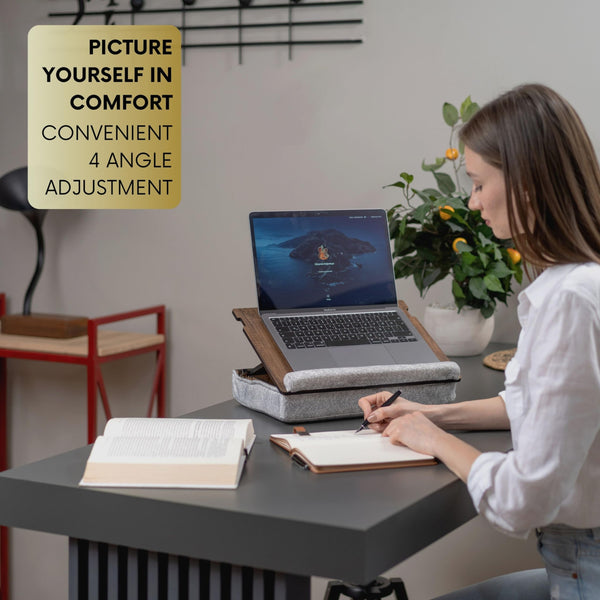 Vigo Wood Laptop Tray - Ergonomic Design with Cushioned Bottom and Mousepad Drawer - Adjustable Height for Comfortable Work Anywhere - Ideal for Home