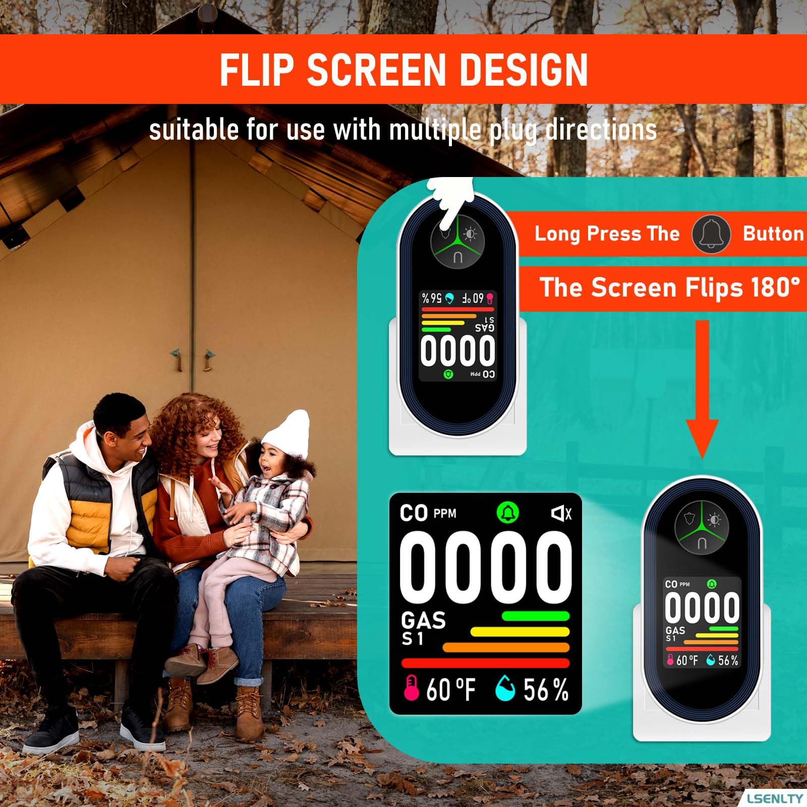 LSENLTY Upgraded Carbon Monoxide Detector Plug in Wall, Carbon Monoxide Detectors with HD Screen&Indicator Visual&Audible Alarm, 3-in-1 CO Detector(CO Gas Meter, Temp and Humidity) for Home RV Travel