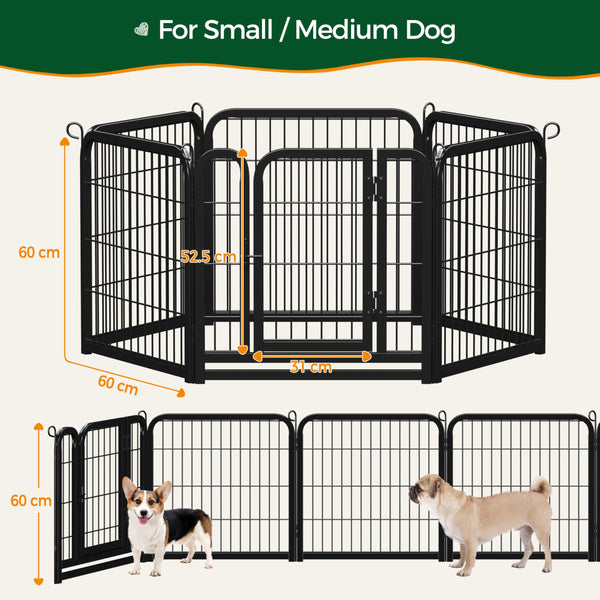 Yaheetech Lightweight Dog Playpen, 8 Panel 80cm Dog Fence Pet Exercise Pen Portable Puppy Play Pen Suitable for RV/Camping