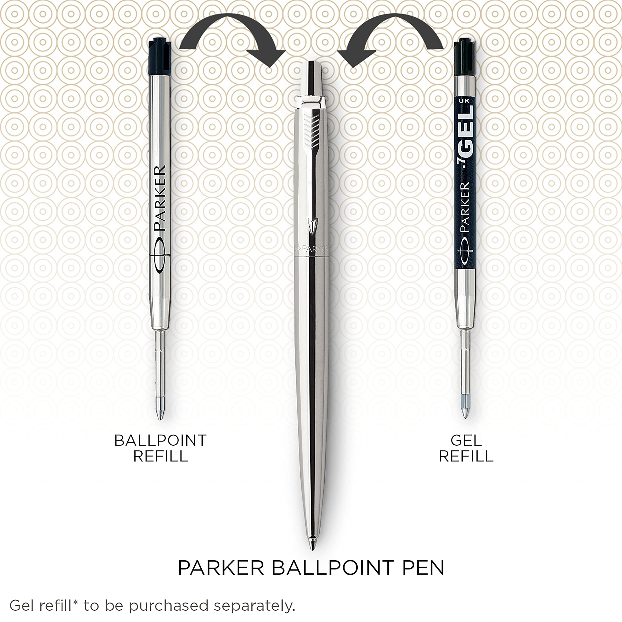 Parker Jotter Ballpoint Pen | Stainless Steel with Chrome Trim | Medium Point | Handwriting Pens & Stationery Supplies | Blue Ink | Gift Box