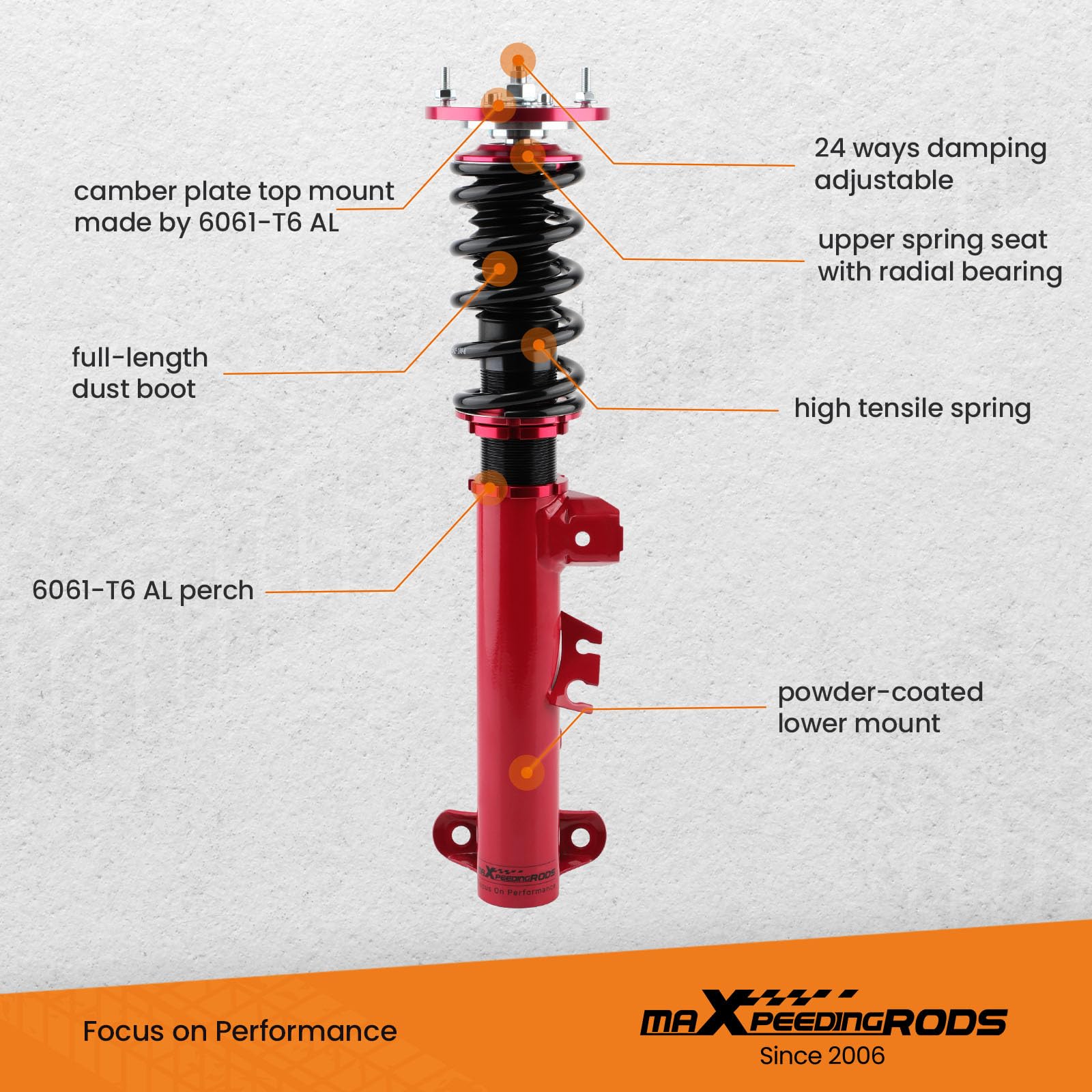 maXpeedingrods Adjustable Shock Suspension Coilovers for 3 Series E36 318i 318is 318ic 323i 323ic 323is 328i 328is 328ic M3 1992-1999