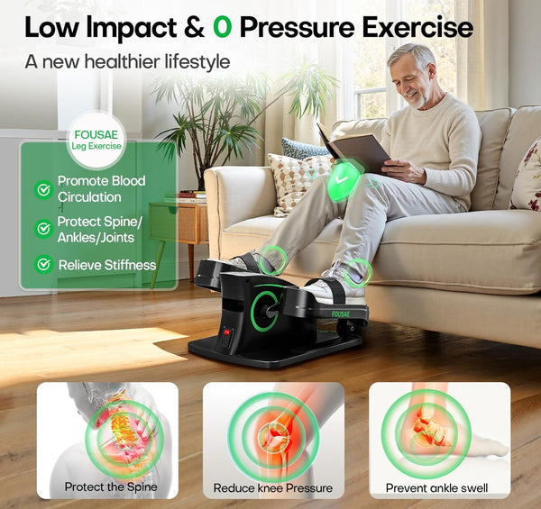 Under Desk Elliptical Machine for Home, 2 in 1 Electric Pedal Exerciser, Electric Leg Exerciser for Seniors with 15 Adjustable Speed, Seated Cross Trainer with Remote Control & Non-Slip Pad
