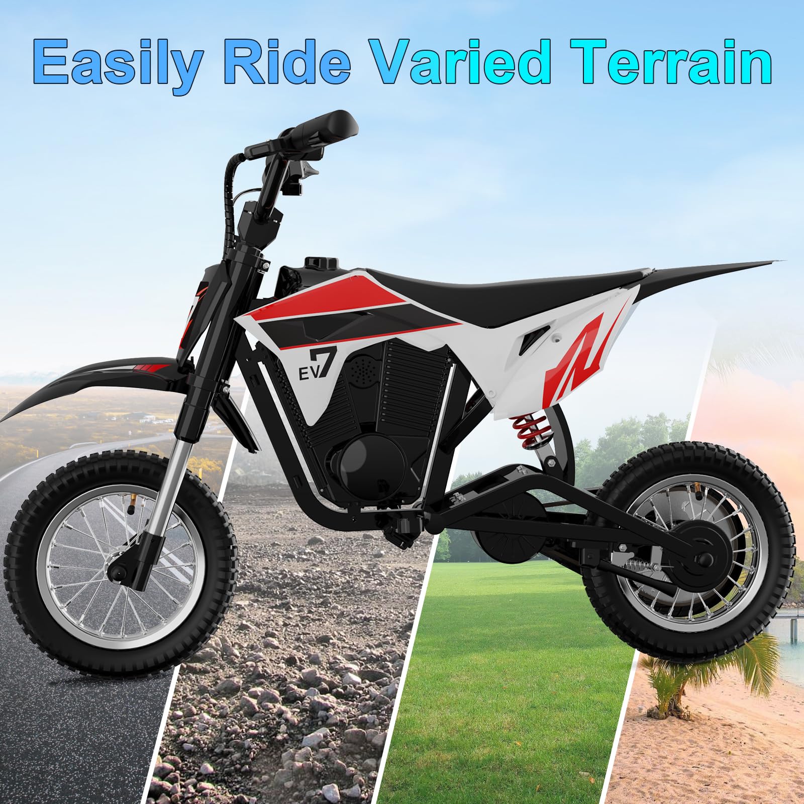 EVERCROSS EV12M PRO Kids Ride On Motorcycle, Electric Motorcycle with 300W Motor, 9.3Miles Long-Range, 12'' Pneumatic Tire, Bluetooth Music, Colorful Lights, Motor Cross for Ages 3-12 Children