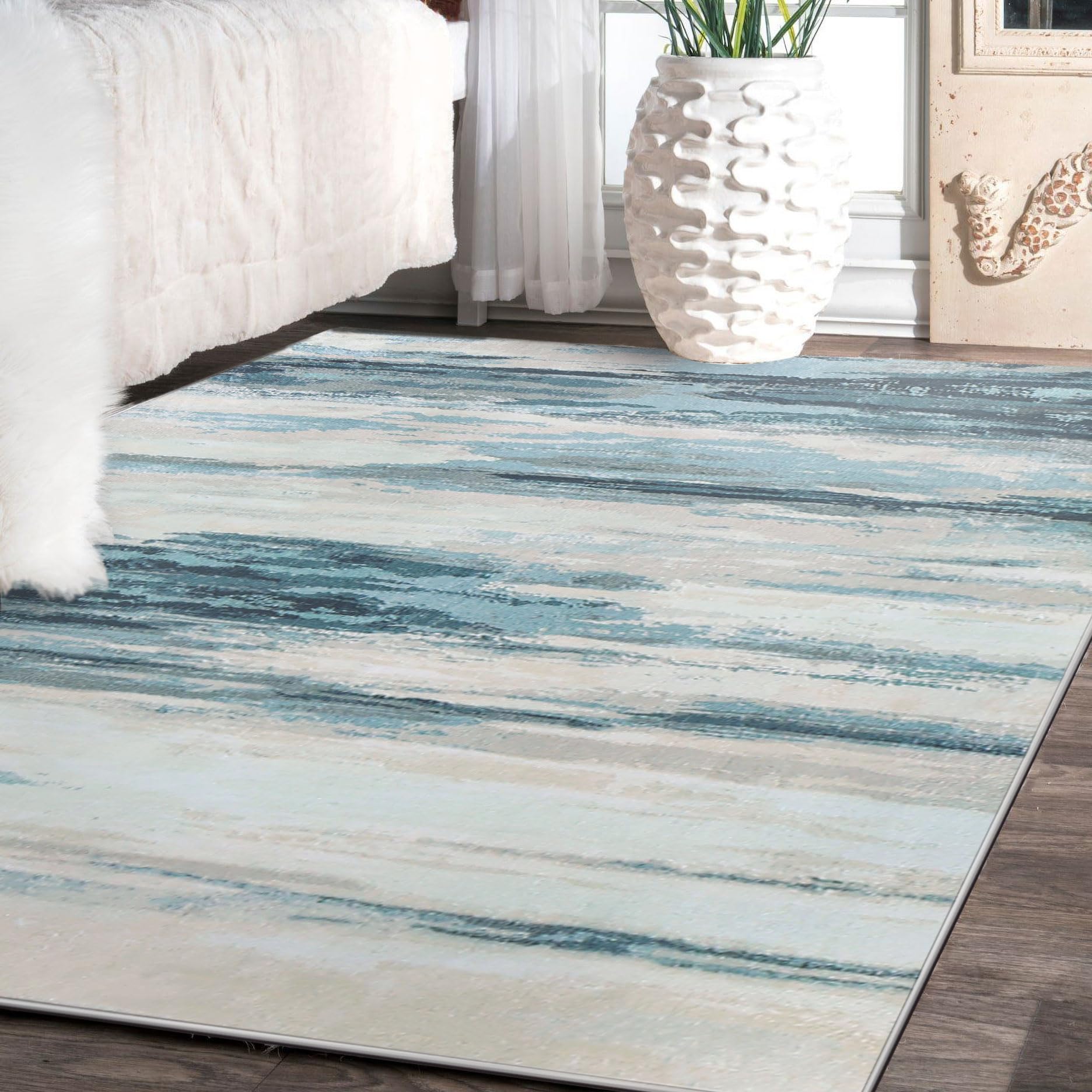 Tinyboy-hbq Modern Abstract Area Rug, Blue, 160 x 200 cm