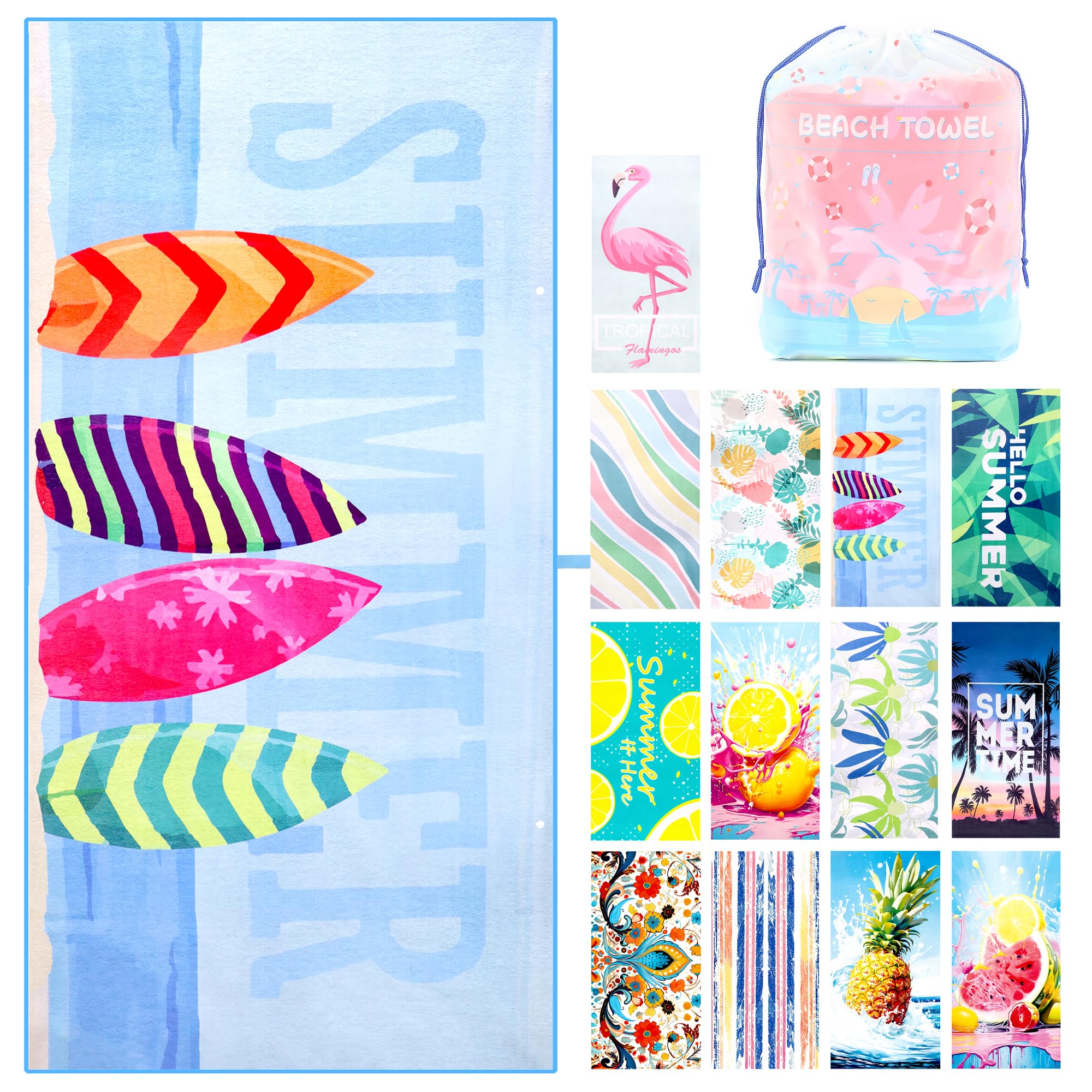 Mikytoper Extra Large Beach Towel for Adults - 180 x 90 CM Microfibre Sandproof Quick Dry Towel for Men Women - Travel/Pool (Skateboard)