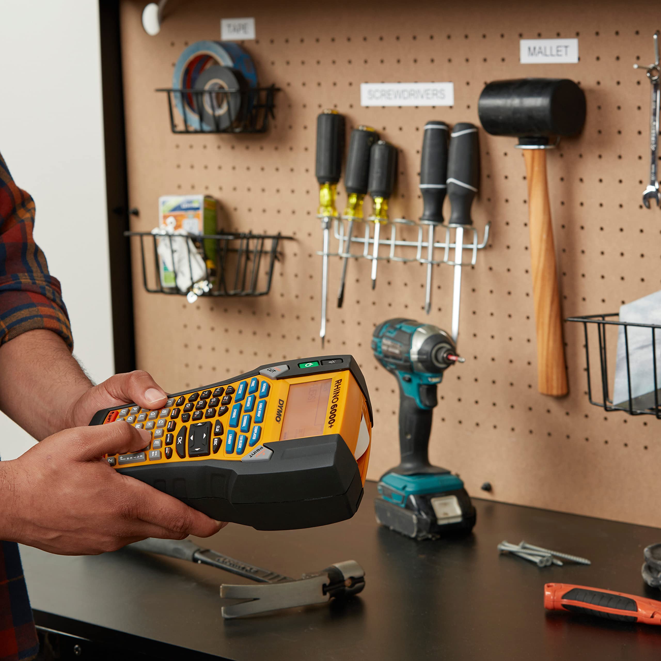 DYMO Rhino 4200 Industrial Label Maker | QWERTY Keyboard & Time-Saving Hot Keys | Durable Label Printer for Job Sites and Heavy-Duty Labelling Jobs