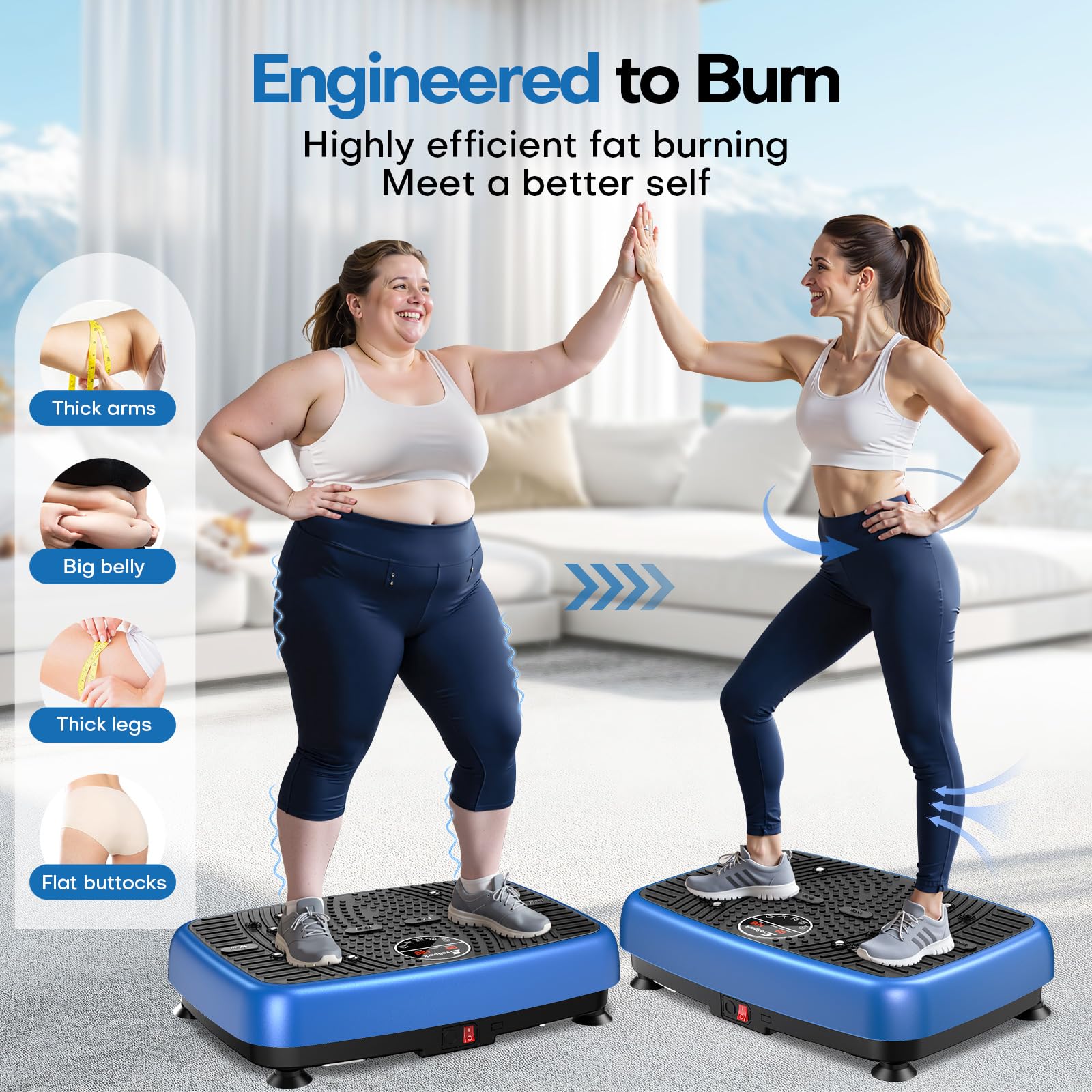 EvoSpark Vibration Plate, Vibration Plate Exercise Machine with 2025 High-Performance Dual Motor, 120 Adjustable Speeds, 450 Lbs Capacity Vibrating Plate for Lymphatic Drainage & Weight Loss