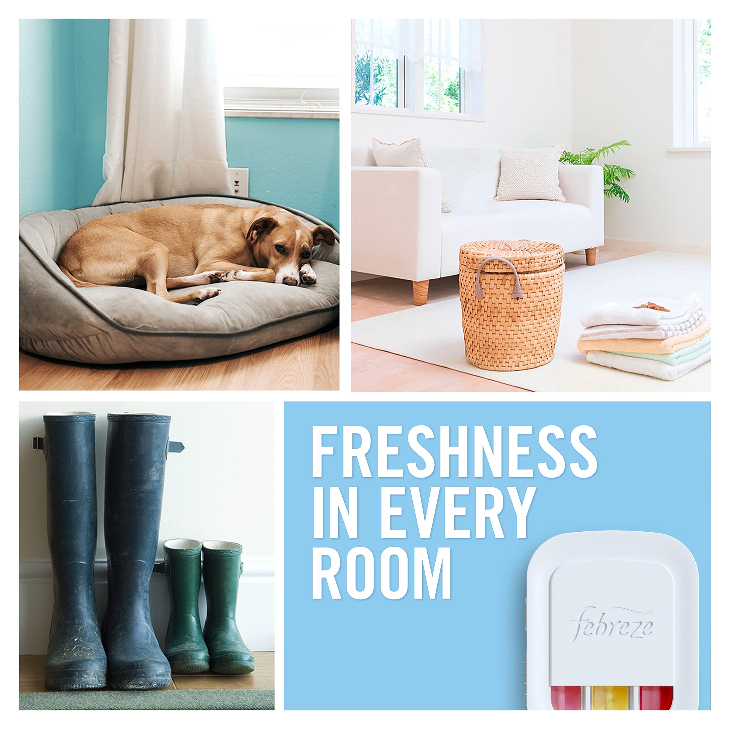 Febreze 3Volution Air Freshener Plug-In Starter Kit + 4 Refills (20ml x 4) – Cotton Fresh