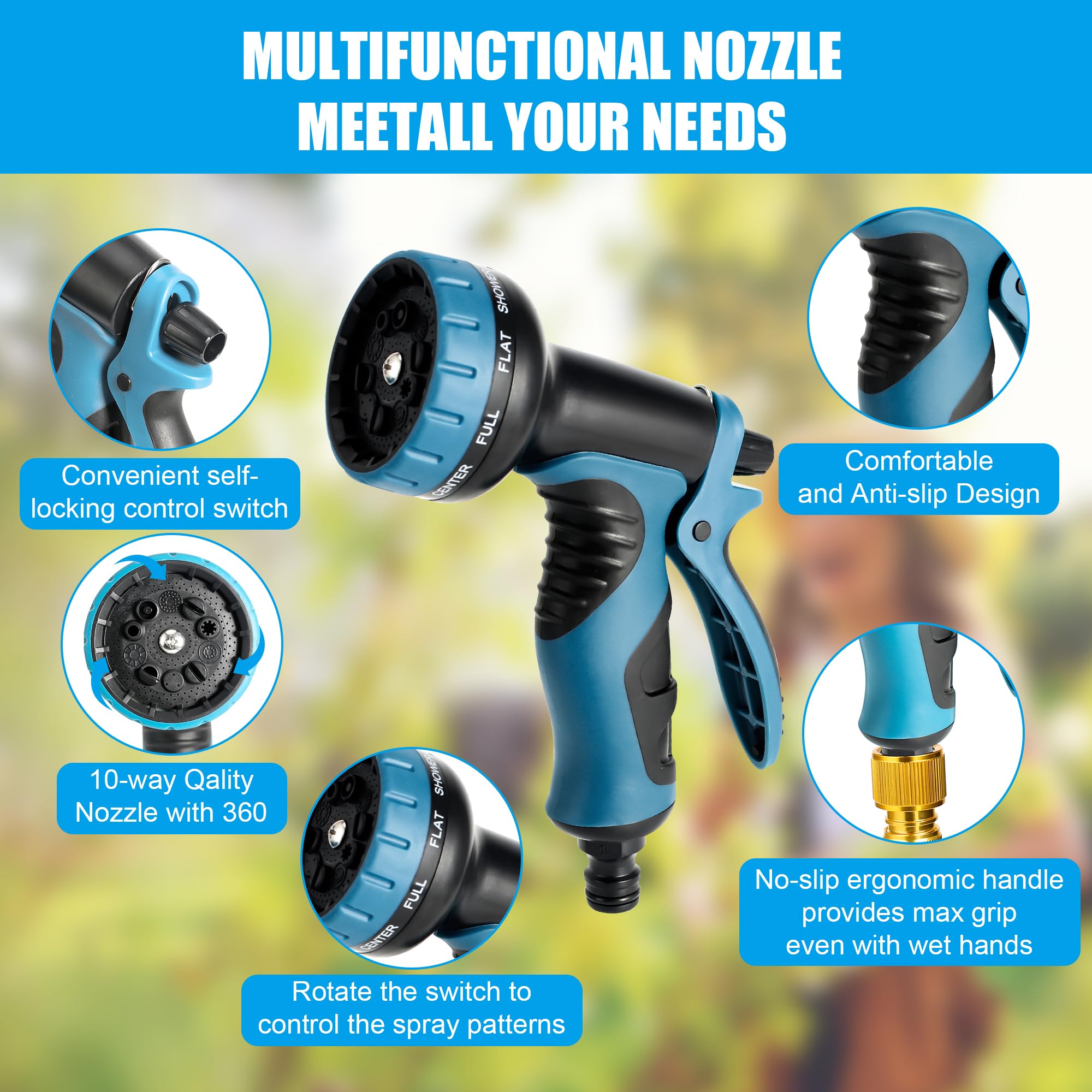 Sylken Garden Hose Expandable Garden Pipes?3 Times Expanding Flexible Magic Lightweight Watering Hose Pipe with 10 Function Spray Gun?Magic Hosepipe