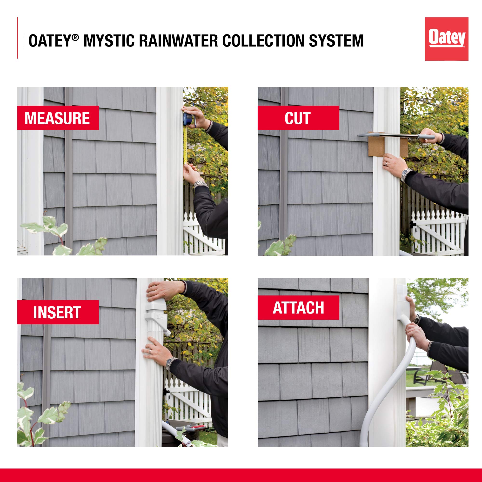 Oatey 14209 Mystic Rainwater Collection System,White,2" x 3"