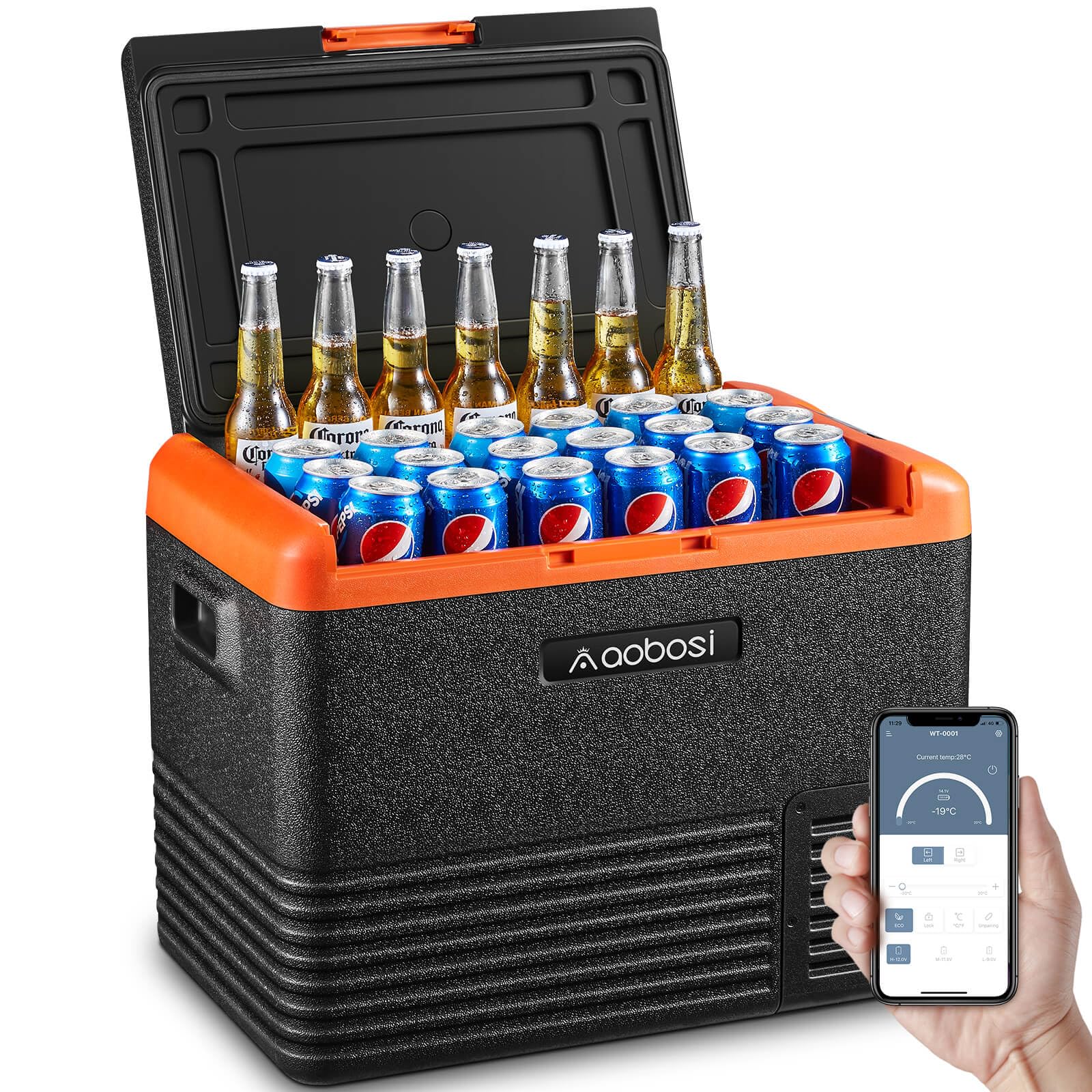 AAOBOSI 83L Campervan Fridge, Camping Refrigerator with APP Control, 12V Fridge Freezer for Campervan, Car, Truck, Boat, Motorhome, Travel