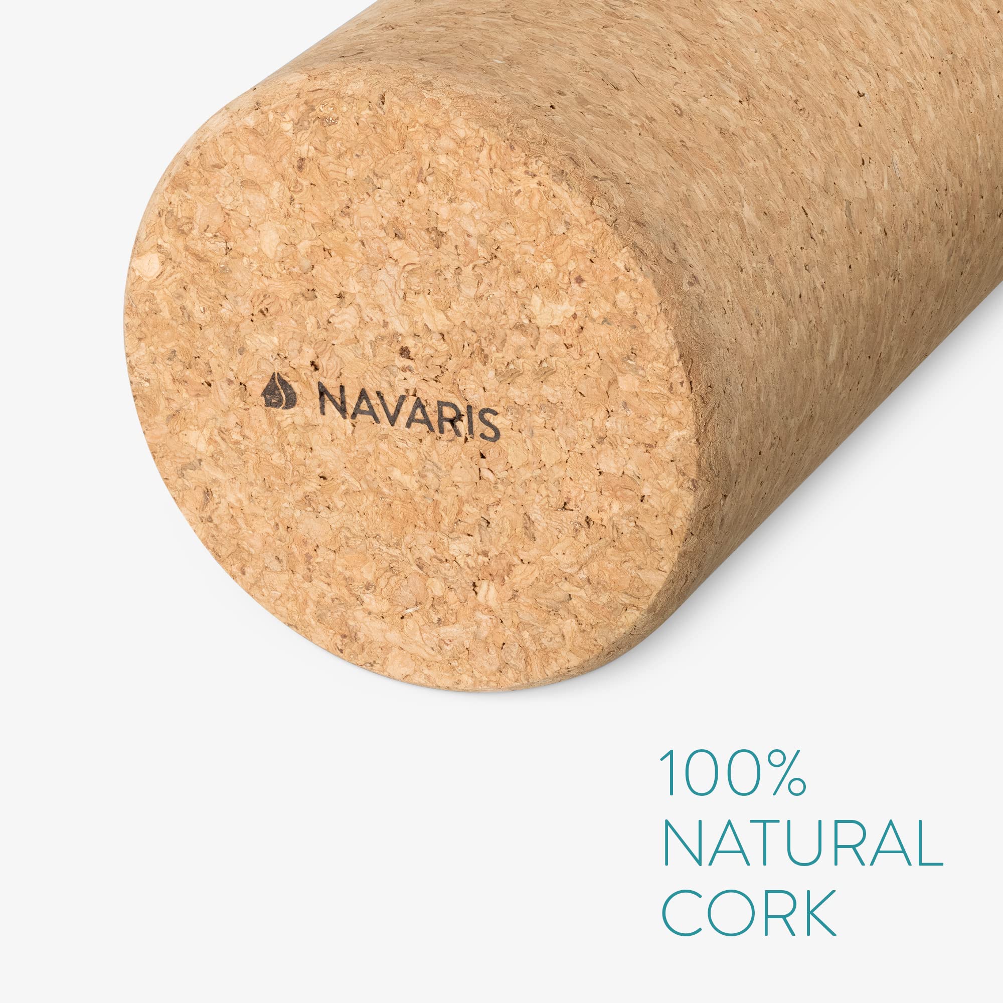 Navaris Cork Roller - Fitness Sport Yoga Cork Tube for Legs, Back, Muscles - Large 10 x 60 cm