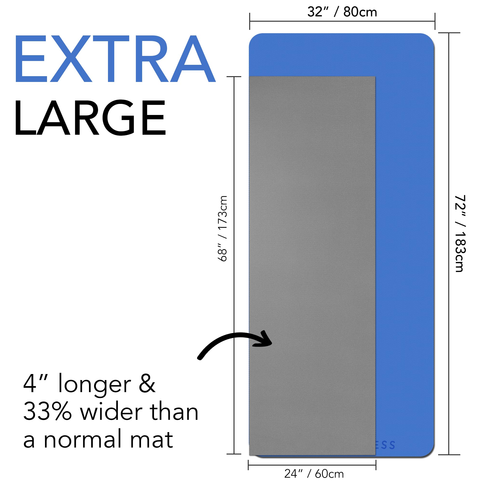 Large Exercise Mat  Extra Wide & Extra Thick Yoga Mat (183cm x 80cm x 10mm), TPE Fitness Mat with Free Carry Straps, Perfect for HiiT Home Workouts &