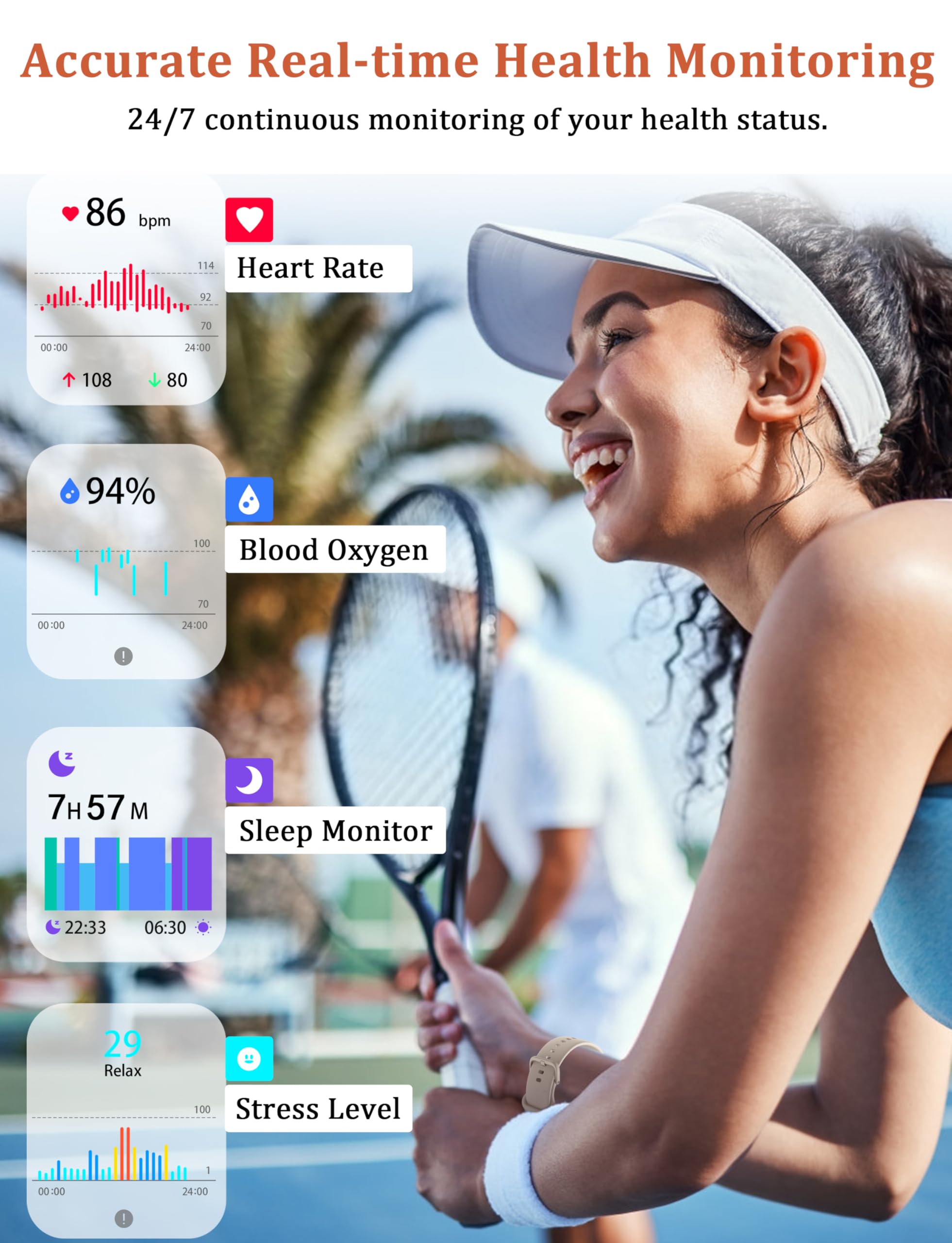 Smart Watch, Alexa Built-in, Answer/Make Calls 44mm Smartwatch Women Men, 1.83'' Sports Watch IP68 Waterproof, Heart Rate SpO2 Sleep Stress Monitor, Step Counter Watch for Android & iOS Phone