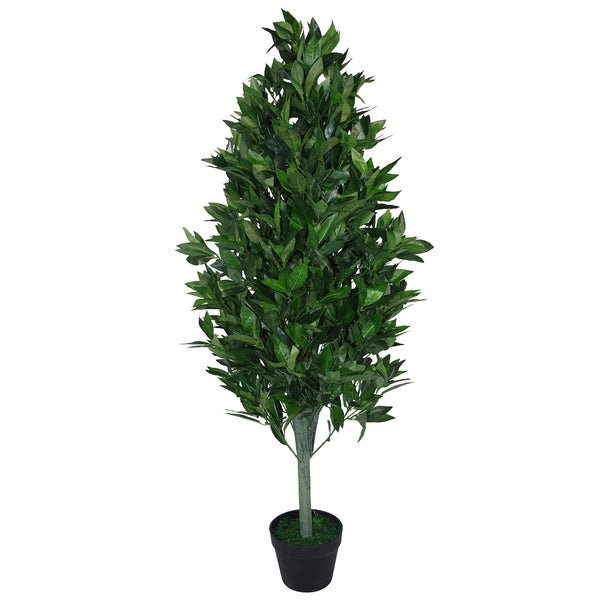 Leaf LEAF-7092-PAIR Pair of 120cm (4ft) Artificial Topiary Bay Trees Pyramid Extra Large, Green Cone